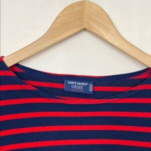 Saint James S Mariniere Galathee II Tee Striped 3/4 Sleeve Navy Red